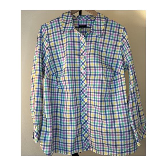 Talbots Plus Multicolor Gingham Button-Down Shirt – Size 1X-100% Cotton - Picture 3 of 11